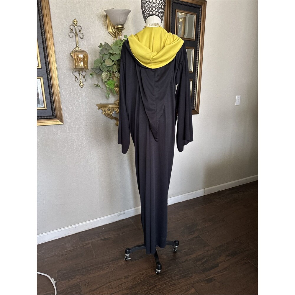 Harry Potter Long Cape Robe Hogwarts Costume Black Yellow Logo Magical - Picture 8 of 12